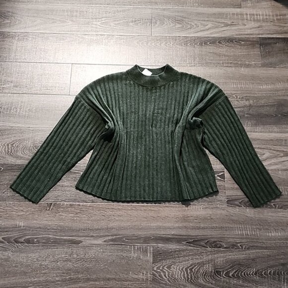 Madewell "Levi" rib Mock neck wool blend Crop pullover Sweater - Picture 2 of 4